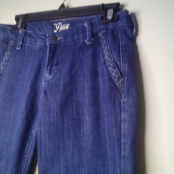Old Navy Diva Jeans Women 2 Flare Braided Pockets Blue - Picture 8 of 16